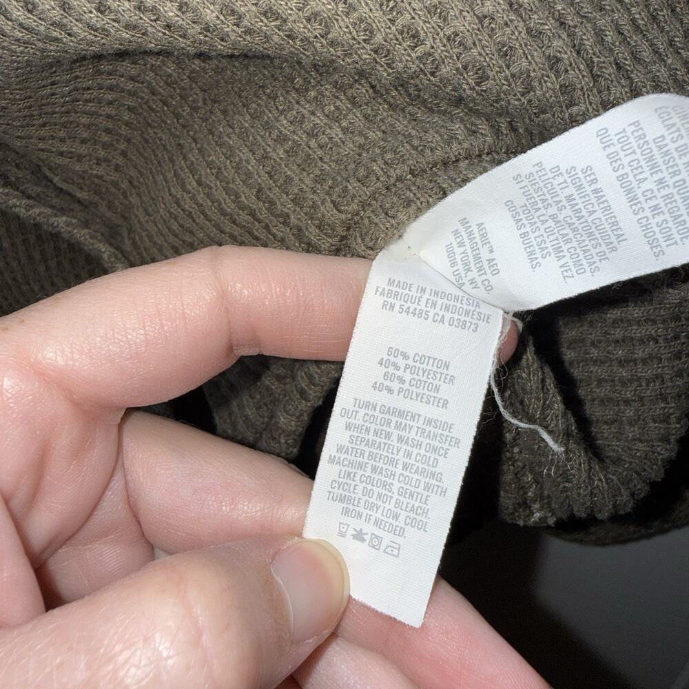 Aerie Women’s Lumberjane Waffle Knit Shirt Oversized Green Size Small - Picture 5 of 5